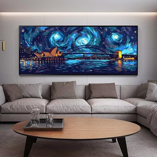 Diamond Painting Groß xxl 90 x 30 cm Sternenhimmel Diamant Painting Bilder Erwachsene Malen nach Zahlen Brücke DIY Voll Square diamond painting zubehör Set für Wohnzimmer und Schlafzimmer Wanddeko B9 von UDERUI