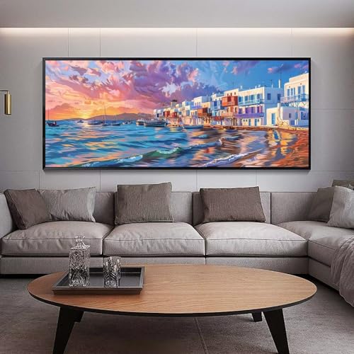 Diamond Painting Groß xxl 90 x 30 cm Strand Diamant Painting Bilder Erwachsene Malen nach Zahlen Sonnenuntergang DIY Voll Square diamond painting zubehör Set，Wohnzimmer und Schlafzimmer WanddekoB60 von UDERUI