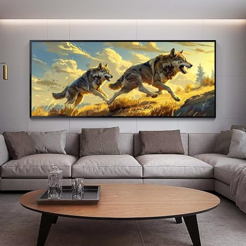 Diamond Painting Herbst diamond painting erwachsene groß xxl 300 x 100 cm 5D Diamant malerei Set Wolf Full Square Strass DIY Stickerei Kreuzstich Diamond Art Kunst für Home Wand Dekor Gifts C37 von UDERUI