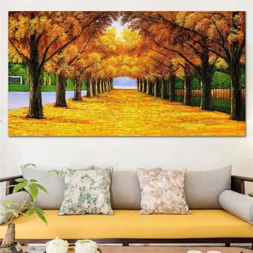 Diamond Painting Herbstwald Baum Diamant Painting Bilder Erwachsene Groß Diamant malerei Set Full Square Strass Stickerei Kreuzstich Diamond Art Kunst Deko Wohnzimmer Schlafzimmer Wand 100x200cm von UDERUI