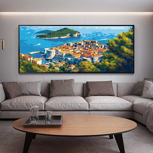 Diamond Painting Insel diamond painting erwachsene groß xxl 60 x 30 cm 5D Diamant malerei Set Landschaft Full Square Strass DIY Stickerei Kreuzstich Diamond Art Kunst für Home Wand Dekor Gifts B20 von UDERUI