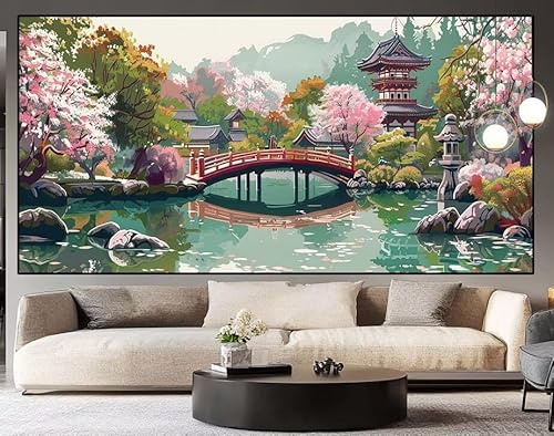 Diamond Painting Japan Landschaft diamond painting erwachsene groß xxl 130 x 60 cm 5D Diamant malerei Set Full Square Kristall Strass DIY Stickerei Kreuzstich Diamond Art für Home Dekor Gifts I70 von UDERUI