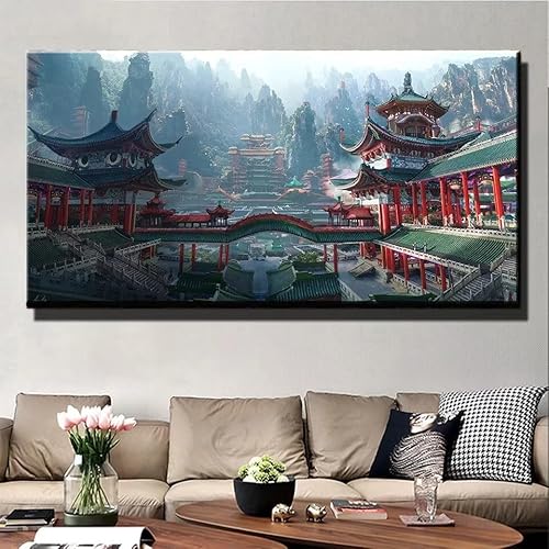 Diamond Painting Japanische Architektur ,5D Diamond Painting Groß 40x100cm, Diamant Painting Bilder Erwachsene Malen nach Zahlen DIY Diamant malerei Voll Square bohrer Set, daiment Painting, Deko von UDERUI