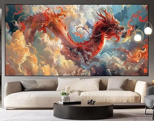 Diamond Painting Karikatur Drachen diamond painting erwachsene groß xxl 130 x 60 cm 5D Diamant malerei Set Full Square Kristall Strass DIY Stickerei Kreuzstich Diamond Art für Home Dekor Gifts H51 von UDERUI