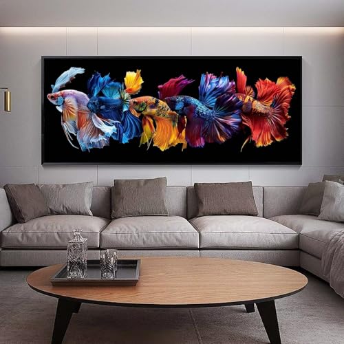 Diamond Painting Koi-Fisch diamond painting erwachsene groß xxl 60 x 30 cm 5D Diamant malerei Set JapanischerStil Full Square Strass DIY Kreuzstich Diamond Art Kunst für Home Wand Dekor Gifts B27 von UDERUI