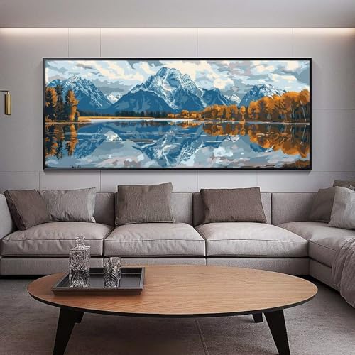 Diamond Painting Landschaft diamond painting erwachsene groß xxl 300 x 100 cm 5D Diamant malerei Set See Full Square Strass DIY Stickerei Kreuzstich Diamond Art Kunst für Home Wand Dekor Gifts B49 von UDERUI