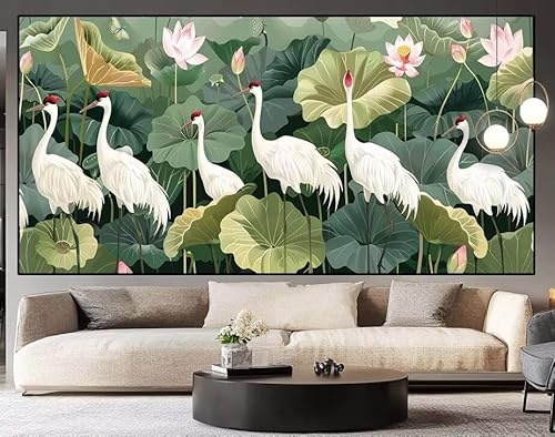 Diamond Painting Lotus Vogel diamond painting erwachsene groß xxl 130 x 60 cm 5D Diamant malerei Set Full Square Kristall Strass DIY Stickerei Kreuzstich Diamond Art Kunst für Home Dekor Gifts H74 von UDERUI