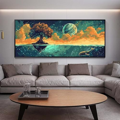 Diamond Painting Mond diamond painting erwachsene groß xxl 300 x 100 cm 5D Diamant malerei Set Baum Full Square Kristall Strass DIY Stickerei Kreuzstich Diamond Art Kunst für Home Wand Dekor Gifts C11 von UDERUI