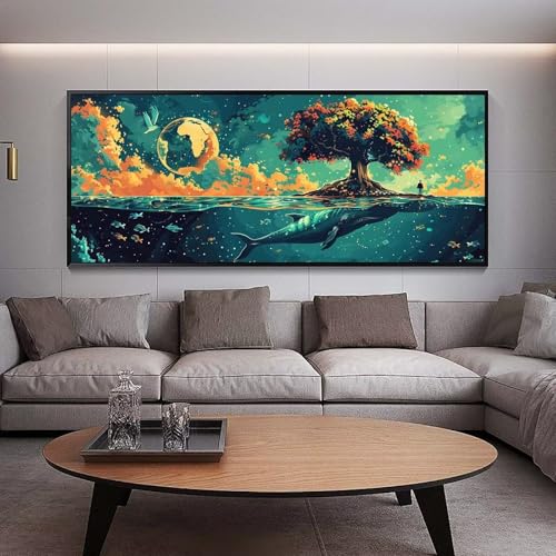 Diamond Painting Mond diamond painting erwachsene groß xxl 300 x 100 cm 5D Diamant malerei Set Baum Full Square Kristall Strass DIY Stickerei Kreuzstich Diamond Art Kunst für Home Wand Dekor Gifts A78 von UDERUI