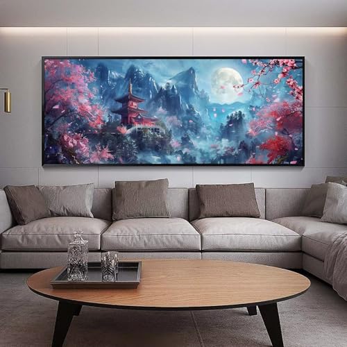 Diamond Painting Mond diamond painting erwachsene groß xxl 300 x 100 cm 5D Diamant malerei Set Japanisch Full Square Strass DIY Stickerei Kreuzstich Diamond Art Kunst für Home Wand Dekor Gifts B43 von UDERUI