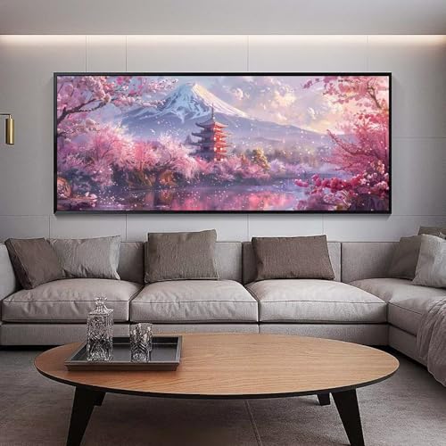 Diamond Painting Rosa diamond painting erwachsene groß xxl 300 x 100 cm 5D Diamant malerei Set Kirschblüte Full Square Strass DIY Stickerei Kreuzstich Diamond Art Kunst für Home Wand Dekor Gifts B69 von UDERUI