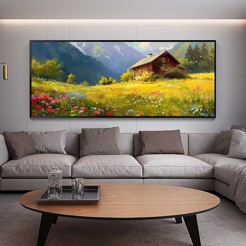 Diamond Painting Rustikal diamond painting erwachsene groß xxl 300 x 100 cm 5D Diamant malerei Set Hütte Full Square Strass DIY Stickerei Kreuzstich Diamond Art Kunst für Home Wand Dekor Gifts A94 von UDERUI