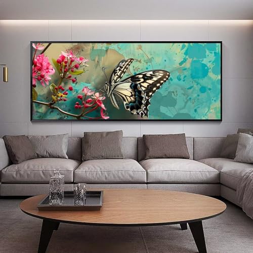 Diamond Painting Schmetterling diamond painting erwachsene groß xxl 60 x 30 cm 5D Diamant malerei Set Blume Full Square Strass DIY Stickerei Kreuzstich Diamond Art Kunst für Home Wand Dekor Gifts C1 von UDERUI