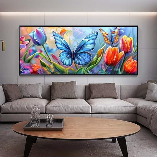 Diamond Painting Schmetterling diamond painting erwachsene groß xxl 60 x 30 cm 5D Diamant malerei Set Blume Full Square Strass DIY Stickerei Kreuzstich Diamond Art Kunst für Home Wand Dekor Gifts B57 von UDERUI