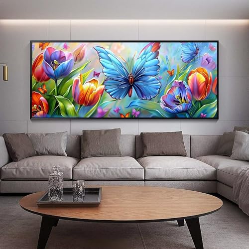 Diamond Painting Schmetterlinge diamond painting erwachsene groß xxl 300 x 100 cm 5D Diamant malerei Set Blumen Full Square Strass DIY Kreuzstich Diamond Art Kunst für Home Wand Dekor Gifts A84 von UDERUI