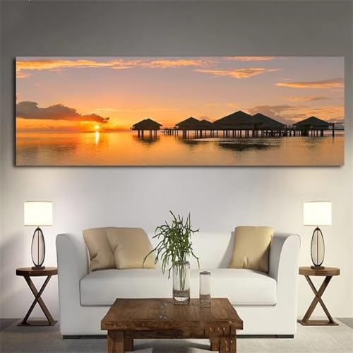 Diamond Painting Sonnenaufgang natürlich Diamant Painting Bilder Erwachsene Groß Diamant malerei Set Full Square Kristall Strass Stickerei Diamond Art Kunst Deko Wohnzimmer Schlafzimmer 50x100cm von UDERUI