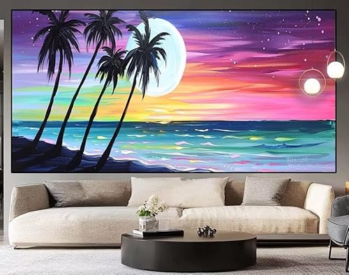 Diamond Painting Sonnenuntergang Kokosnussbaum diamond painting erwachsene groß xxl 120x50cm 5D Diamant malerei Set Full Square Kristall Strass DIY Stickerei Kreuzstich Diamond Art für Home Dekor I19 von UDERUI