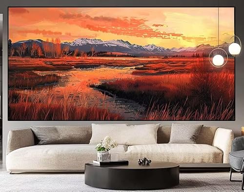 Diamond Painting Sonnenuntergang Wiese diamond painting erwachsene groß xxl 130 x 60 cm 5D Diamant malerei Set Full Square Kristall Strass DIY Stickerei Kreuzstich Diamond Art für Home Dekor Gifts H79 von UDERUI