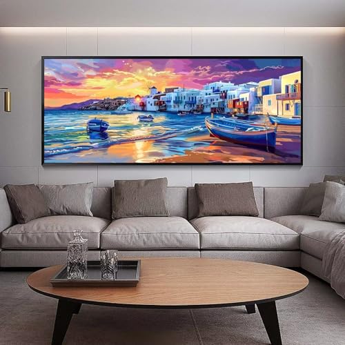 Diamond Painting Sonnenuntergang diamond painting erwachsene groß xxl 60 x 30 cm 5D Diamant malerei Set Meer Full Square Strass DIY Stickerei Kreuzstich Diamond Art Kunst für Home Wand Dekor Gifts A80 von UDERUI