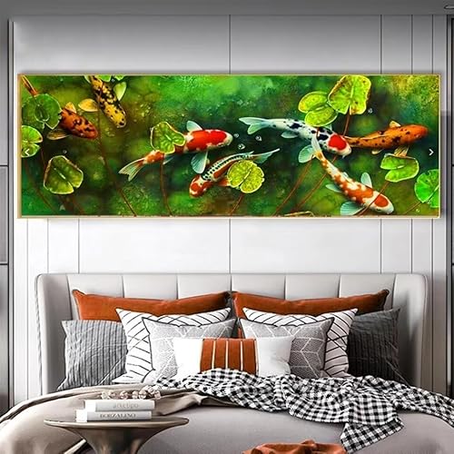 Diamond Painting Teich-Koi-Karpfen ,5D Diamond Painting Groß 80x200cm, Diamant Painting Bilder Erwachsene Malen nach Zahlen DIY Diamant malerei Voll Square bohrer Set, daiment Painting, Deko, Gifts von UDERUI