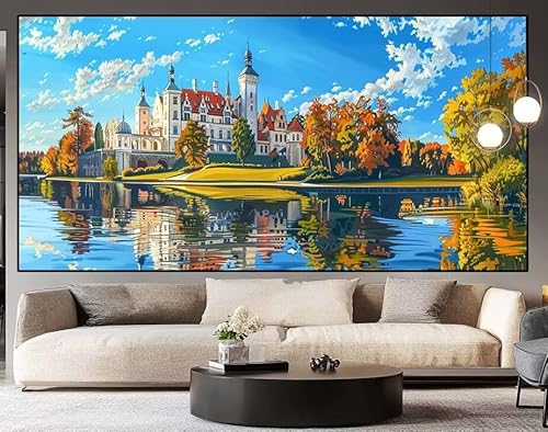 Diamond Painting Wald Schloss diamond painting erwachsene groß xxl 120 x 50 cm 5D Diamant malerei Set Full Square Kristall Strass DIY Stickerei Kreuzstich Diamond Art Kunst für Home Dekor Gifts I98 von UDERUI