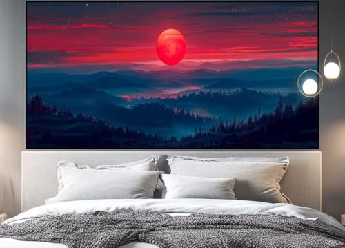 Diamond Painting Wald Sonnenuntergang diamond painting erwachsene groß xxl 300 x 100 cm 5D Diamant malerei Set Full Square Kristall Strass DIY Stickerei Kreuzstich Diamond Art für Home Dekor Gifts E9 von UDERUI