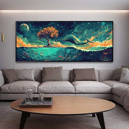 Diamond Painting Walfisch diamond painting erwachsene groß xxl 300 x 100 cm 5D Diamant malerei Set Traum Full Square Strass DIY Stickerei Kreuzstich Diamond Art Kunst für Home Wand Dekor Gifts B61 von UDERUI