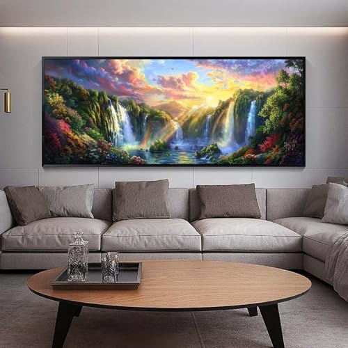 Diamond Painting Wasserfall diamond painting erwachsene groß xxl 60 x 30 cm 5D Diamant malerei Set Regenbogen Full Square Strass DIY Stickerei Kreuzstich Diamond Art Kunst für Home Wand Dekor Gifts C6 von UDERUI