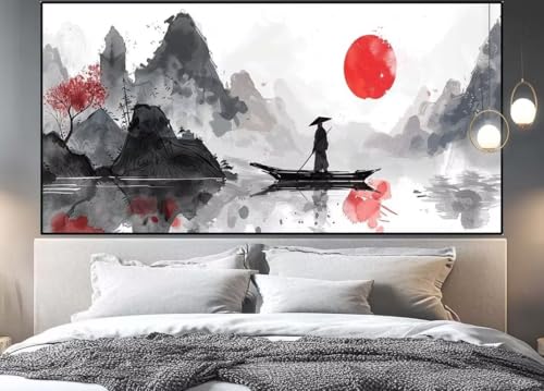 Diamond Painting japanisch Landschaft diamond painting erwachsene groß xxl 70 x 40 cm 5D Diamant malerei Set Full Square Kristall Strass DIY Stickerei Kreuzstich Diamond Art für Home Dekor Gifts D65 von UDERUI