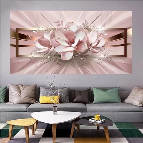 Diamond Painting pinke Blume ,5D Diamond Painting Groß 60x120cm, Diamant Painting Bilder Erwachsene/Kinder Malen nach Zahlen DIY Diamant malerei Voll Square bohrer Set, daiment Painting, Deko, Gifts von UDERUI