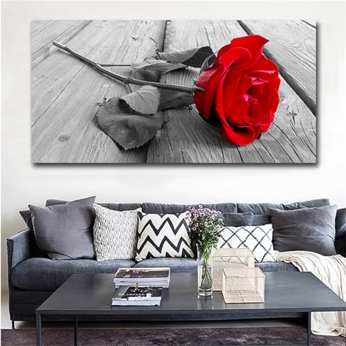 Diamond Painting rote Rose ,5D Diamond Painting Groß 40x100cm, Diamant Painting Bilder Erwachsene/Kinder Malen nach Zahlen DIY Diamant malerei Voll Round bohrer Set, daiment Painting, Deko, Gifts von UDERUI