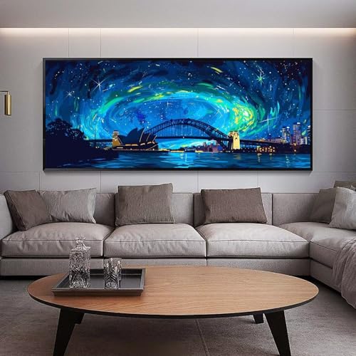 UDERUI Diamond Painting Brücke diamond painting erwachsene groß xxl 300 x 100 cm 5D Diamant malerei Set Sternenhimmel Full Square Strass DIY Kreuzstich Diamond Art Kunst für Home Wand Dekor Gifts B81 von UDERUI