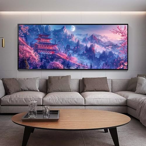 UDERUI Diamond Painting Groß xxl 90 x 30 cm Japanischer Stil Diamant Painting Bilder Erwachsene Malen nach Zahlen Architektur DIY Voll Square diamond painting zubehör Set，Wohnzimmer Wanddeko B53 von UDERUI