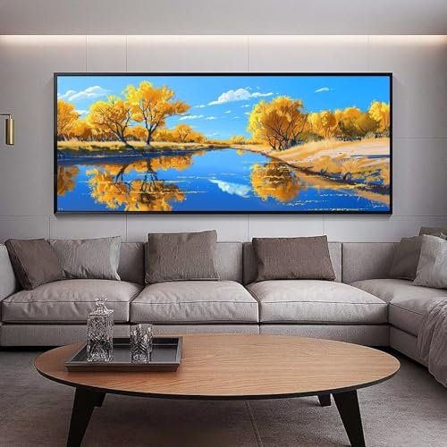 UDERUI Diamond Painting Herbst diamond painting erwachsene groß xxl 300 x 100 cm 5D Diamant malerei Set See Full Square Strass DIY Stickerei Kreuzstich Diamond Art Kunst für Home Wand Dekor Gifts A90 von UDERUI