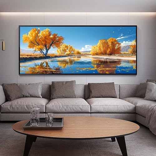 UDERUI Diamond Painting Herbst diamond painting erwachsene groß xxl 300 x 100 cm 5D Diamant malerei Set See Full Square Strass DIY Stickerei Kreuzstich Diamond Art Kunst für Home Wand Dekor Gifts B54 von UDERUI