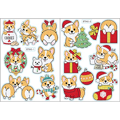 2Pcs Weihnachten Deko 5D DIY Diamond Painting Sticker Aufkleber Diamantmalerei Weihnachtsdeko Grußkarte Deko Kinder Sticker Geschenk (J) von UEB