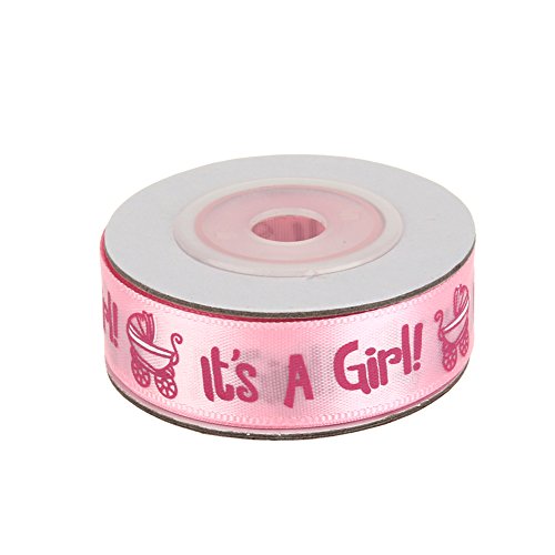 UEB 10 m/Rolle Satinband mit Buchstaben It's a Boy/Girl Geschenkband für Taufe Baby Shower (Rosa) von UEB