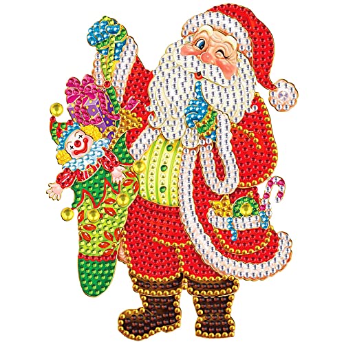 Weihnachten DIY Diamond Painting Sticker 5D Diamant Malerei Wand Aufkleber Glas Aufkleber Handarbeit Weihnachtsdeko Wand Deko Grußkarte Deko Geschenk (A) von UEB