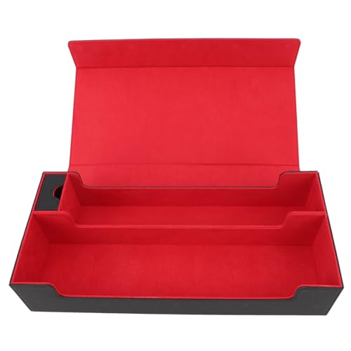 UEGFSIJRF Karten-Aufbewahrungsbox PU-Leder Magnetverschluss Karten-Deck-Box mit Schublade für über 550 Spielkarten Geeignet für Tische (Schwarz Rot) von UEGFSIJRF