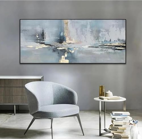 UEHVVF Abstrakte Landschaft große Ölgemälde Wandkunst, große abstrakte Blattgold Landschaft Ölgemälde auf Leinwand für Home Living Room Wanddekoration ungerahmt (Gray,20 * 30CM) von UEHVVF