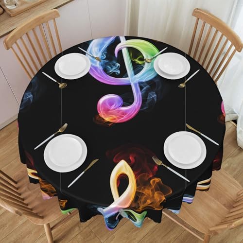 UENFFKDAP Bunte Tischdecke mit Musiknoten, rund, wasserdicht, waschbar und wiederverwendbar, für Restaurants, Partys, drinnen und draußen, 152 cm von UENFFKDAP