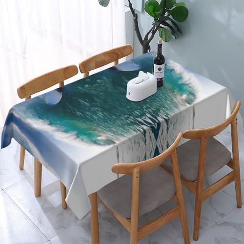 UENFFKDAP Green Wave Surf Tischdecke, rechteckig, wasserdicht, waschbar und wiederverwendbar, für Restaurants, Partys, drinnen und draußen, 137 x 183 cm von UENFFKDAP