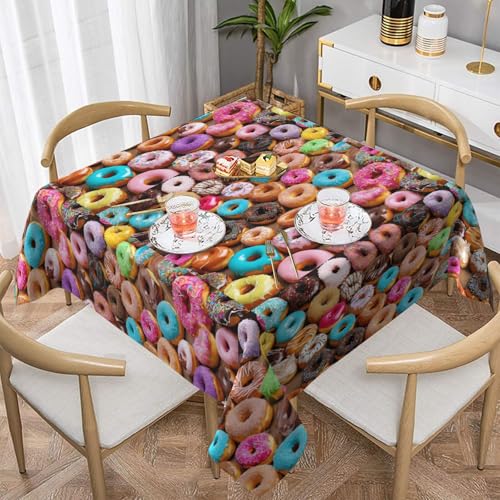 UENFFKDAP Quadratische Donut-Tischdecke, wasserdicht und waschbar. Tischdecken für drinnen und draußen sind geeignet für Partys, Picknicks, Esszimmer und Gärten von UENFFKDAP