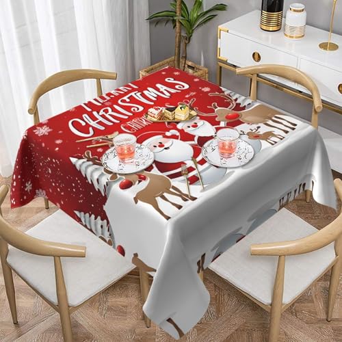 UENFFKDAP Quadratische Tischdecke "Merry Christmas", wasserdicht und waschbar. Tischdecken für drinnen und draußen sind geeignet für Partys, Picknicks, Essen und Gärten von UENFFKDAP