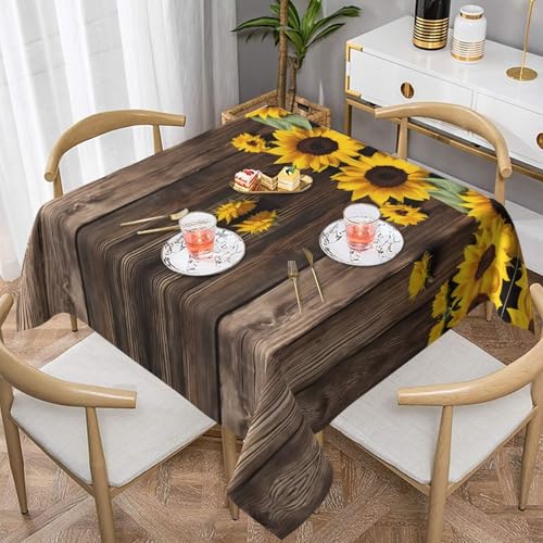 UENFFKDAP Quadratische Tischdecke mit Sonnenblumen-Motiv, wasserdicht und waschbar. Tischdecken für drinnen und draußen sind geeignet für Partys, Picknicks, Essen und Gärten von UENFFKDAP