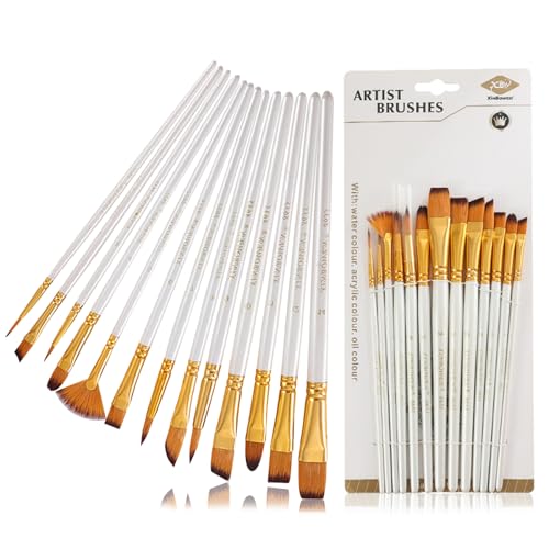 13 Stück Pinselset, Aquarellpinsel Weiß Künstlerpinsel Acryl Feine Pinsel Set Nylon Borstenpinsel Ausschreibung Haarpinsel Set für Anfänger Künstler von UEPOA