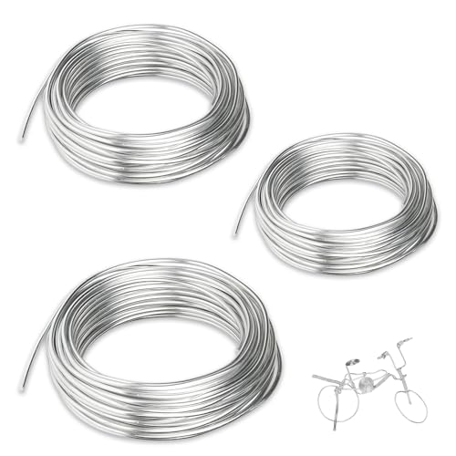 3 Rollen Schmuckdraht, Draht zum Basteln 1mm 1.5mm 2mm Aluminiumdraht Silberner Basteldraht Metalldraht Biegsamer Wire Aludraht für Schmuck DIY Bastelarbeiten (10 m/Rolle) von UEPOA