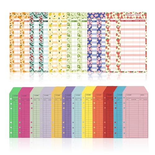 Budget Planner Deutsch A6 Nachfüllpapier 6 Löcher Budget Blätter Sheets Budgetplanner Papier Farbig Geld Organizer Budget Planner Zubehör für Büro Zuhause Schule (24 Blatt) von UEPOA