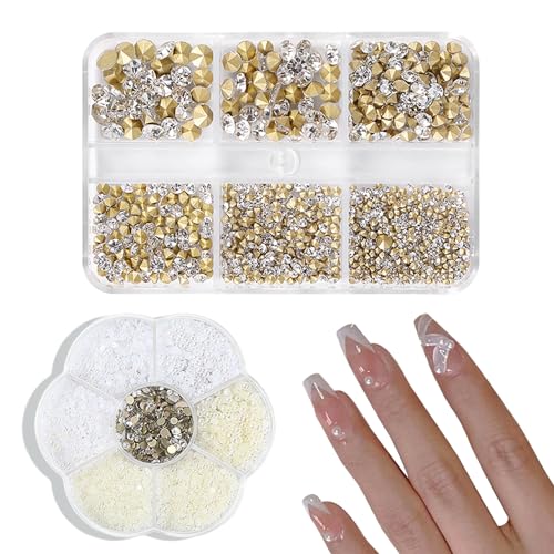 Nail Charms, 3D Strasssteine Nägel 5000 Stück Nagel Steine 13 Größen Art Glitzersteine Nägel Acryl Perlen Nagel Charms Set für Frauen Nageldekoration Design DIY Handwerk Schmuck Zubehör von UEPOA