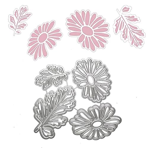 Stanzschablonen Blumen, 4 Stück Gänseblümchen Prägeschablone Metall stanzen für Stanzmaschine Blatte Stanzformen 3D stamping Schablone für Dekorative Prägungen Grußkartendekoration Scrapbooking von UEPOA